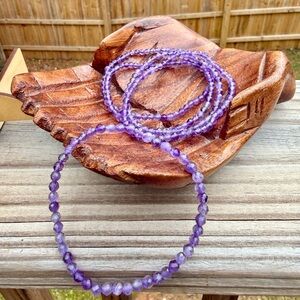 Genuine Faceted Purple Amethyst Quartz Minimalist Gemstone Bracelet